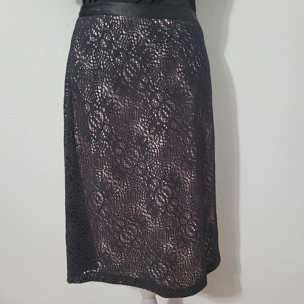 Inc International Concepts Black Floral Lace A-Line Women's Skirt‎ Size 8 NWT